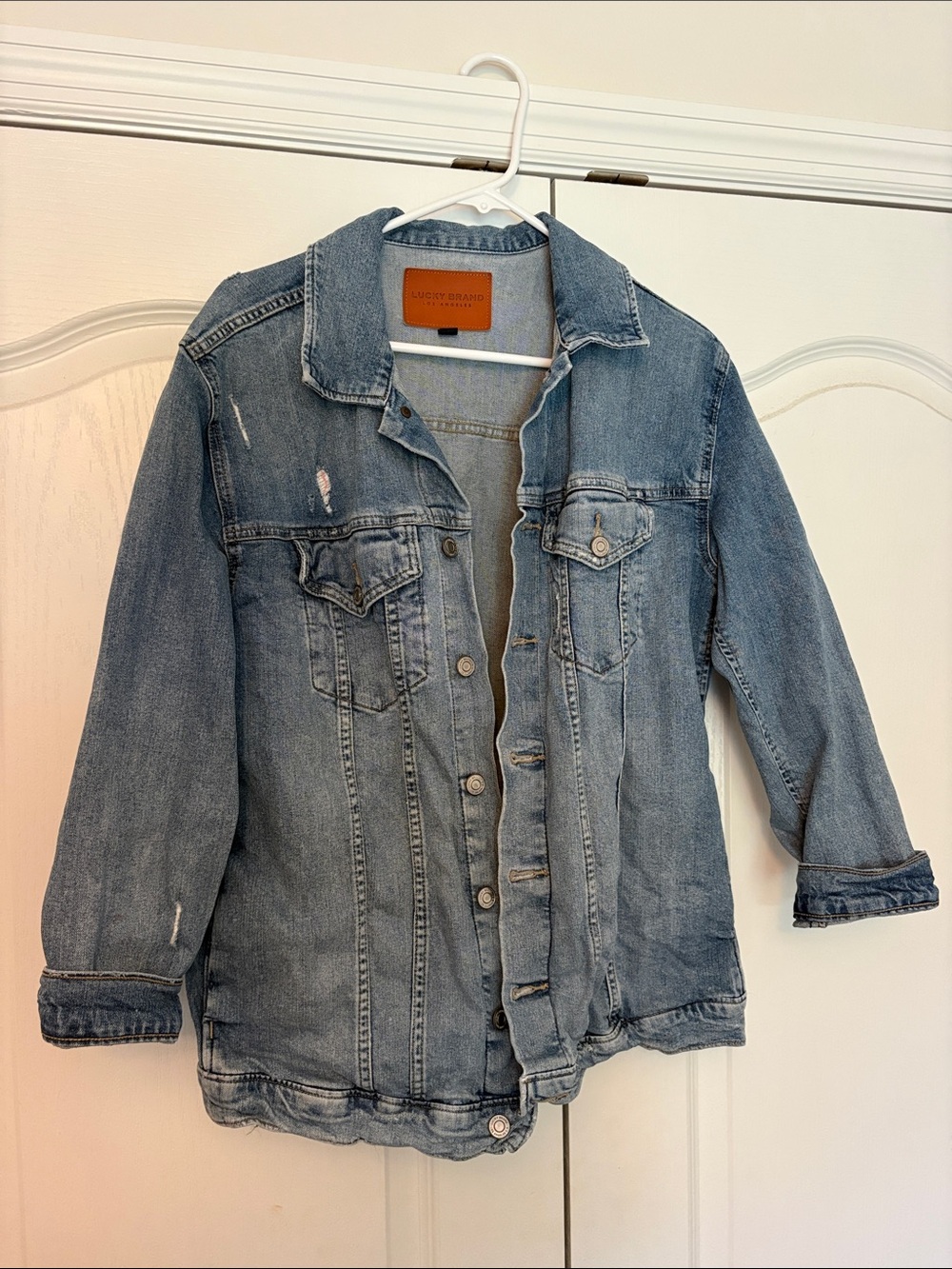 Lucky Brand Distressed Medium Wash Denim Jacket - Blue
